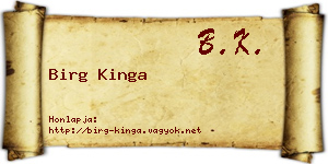 Birg Kinga névjegykártya